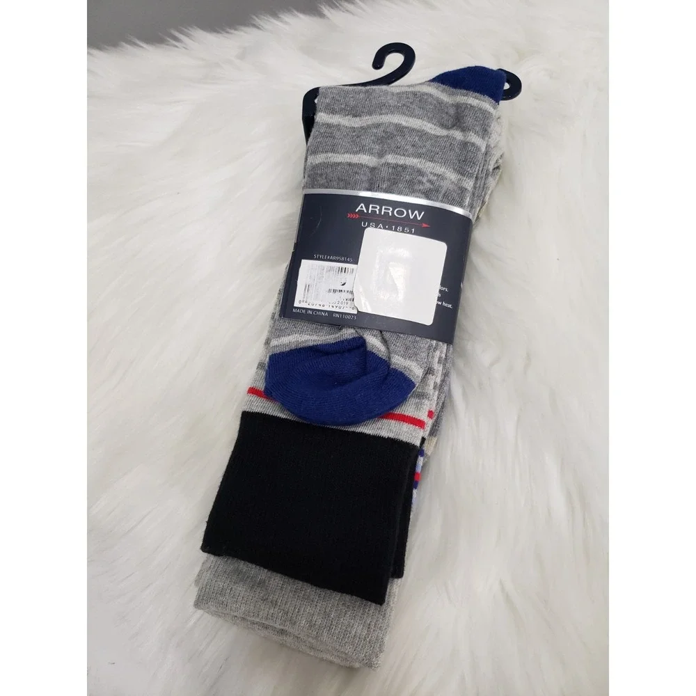 NEW Arrow Brand Tall Crew Cut Socks 2000s Dress Socks Striped Colorful Men 10-13